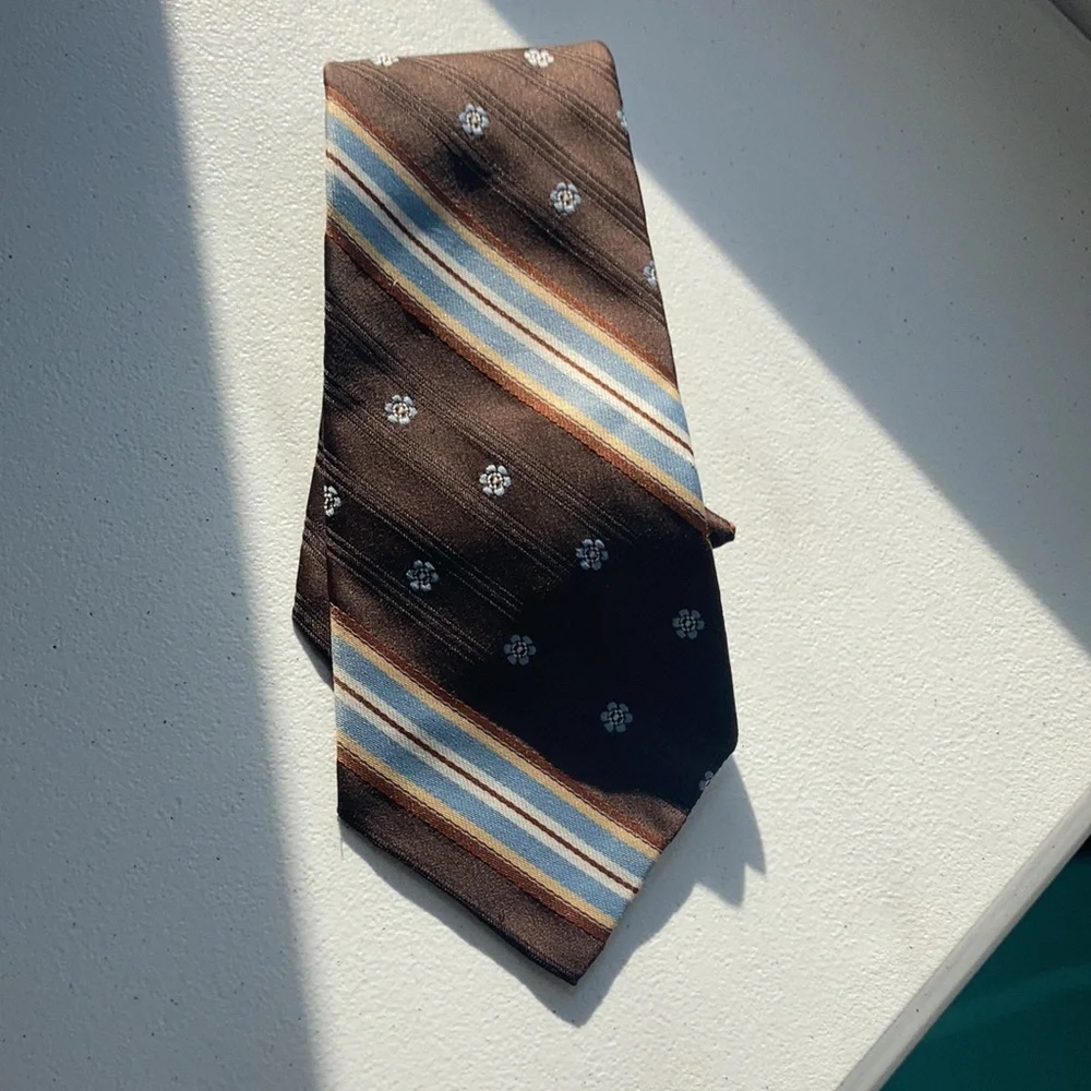 Vintage 80s clip on tie stripes and floral design